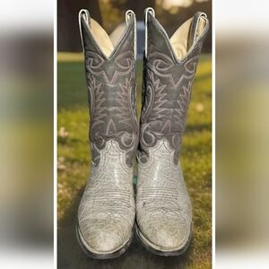 Durango Mens Cowboy Boots Gray With Design Size 7.5D, Made USA